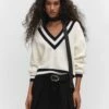 Pull-over à Col En V Contrastant -Promos Mango Boutique 57094397 05