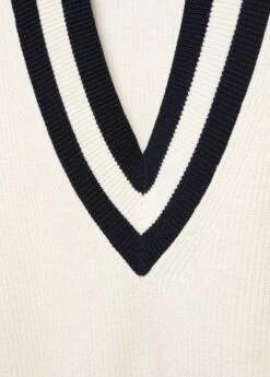 Pull-over à Col En V Contrastant -Promos Mango Boutique 57094397 05 D8