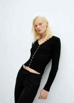 Cardigan Côtelé Boutons -Promos Mango Boutique 57095807 99 D2