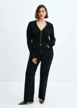 Cardigan Côtelé Boutons -Promos Mango Boutique 57095807 99 D3