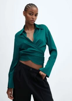 Blouse Cache-cœur Nœud -Promos Mango Boutique 57095977 49