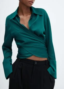 Blouse Cache-cœur Nœud -Promos Mango Boutique 57095977 49 D6