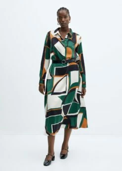 Robe Chemise Géométrique 17 Robe Chemise Géométrique -Promos Mango Boutique 57095979 43 D3