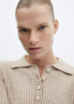 Pull-over Col Polo Manches Cloche -Promos Mango Boutique 57096023 07 D1