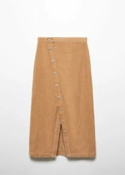 Jupe En Velours Côtelé Boutonnée -Promos Mango Boutique 57098267 09 B