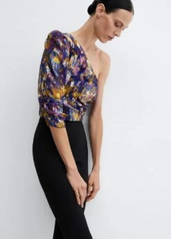Blouse Asymétrique Imprimée -Promos Mango Boutique 57098269 99 D2